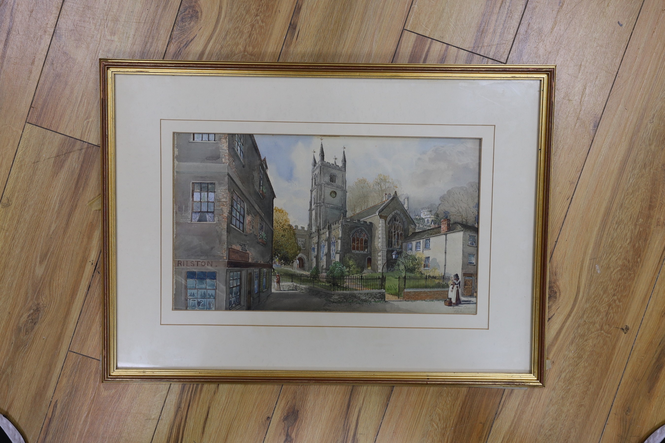 Pilfold Fletcher Watson (1842-1907), two watercolours, 'Fowey Church' and 'The Cutter Tavern', signed, 26 x 45cm and 24 x 40cm